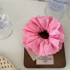 Hot Sale Girls Solid Color Grid Large Hair Ties Ponytail Holder Durable Elastic Fashion Sweet Scrunchies Accessories for Kids