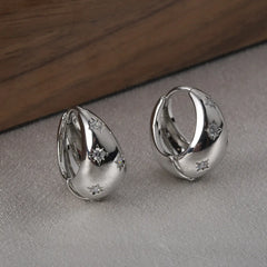 Retro Exquisite Personality Earrings Round Eight-Pointed Star Zircon Hoop Earrings Fashion Niche Design Earrings Women Wholesale