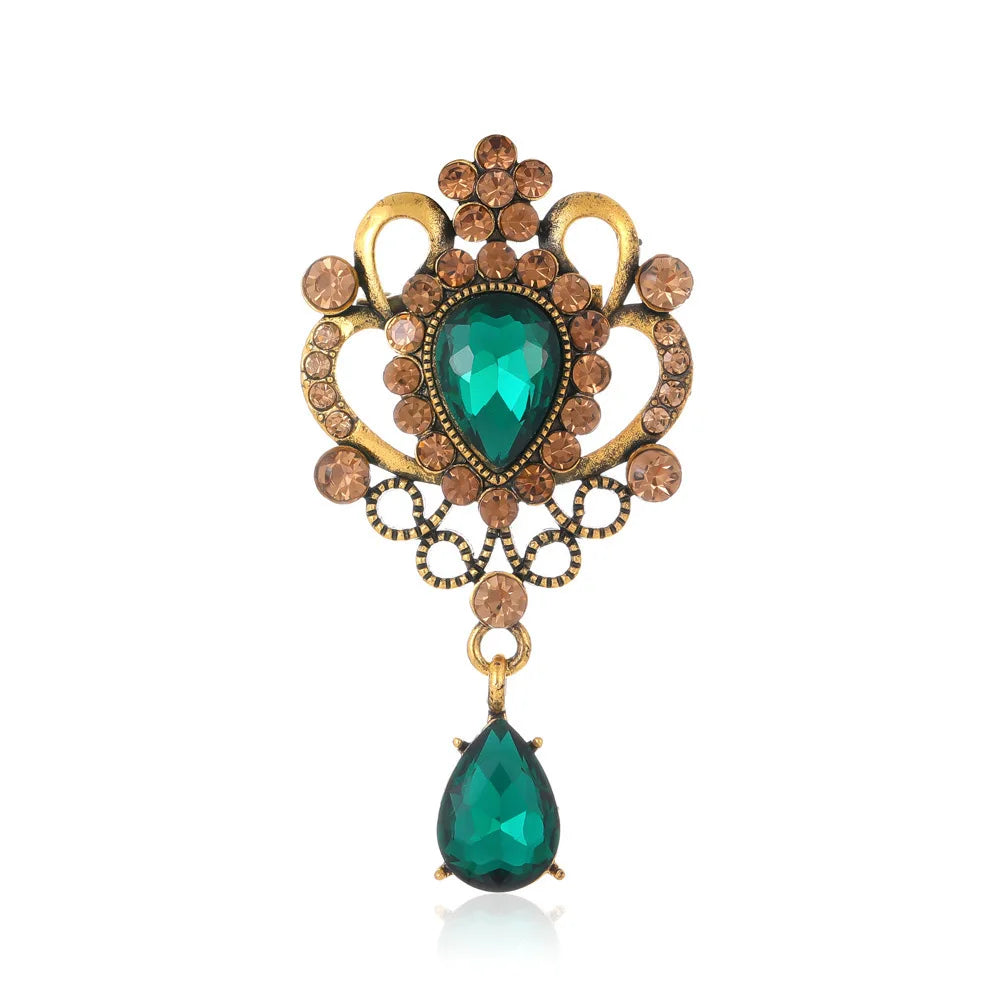 Fashion Vintage Rhinestone Glitter Sparking Brooches for Girls Elegant Retro Pins Jewelry for Women Ladies Accessories Wholesale