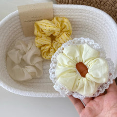 Solid White Large High Elastic Scrunchies Kids Trendy Hair Ties Accessory Children's Ponytail Holder Sweet Stock