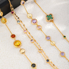 Fashion Elegant Copper 18K Gold Natural Stone Beracelets for Girls Zircon Luxury Jewelry for Women Ladies Wholesale Low MOQ