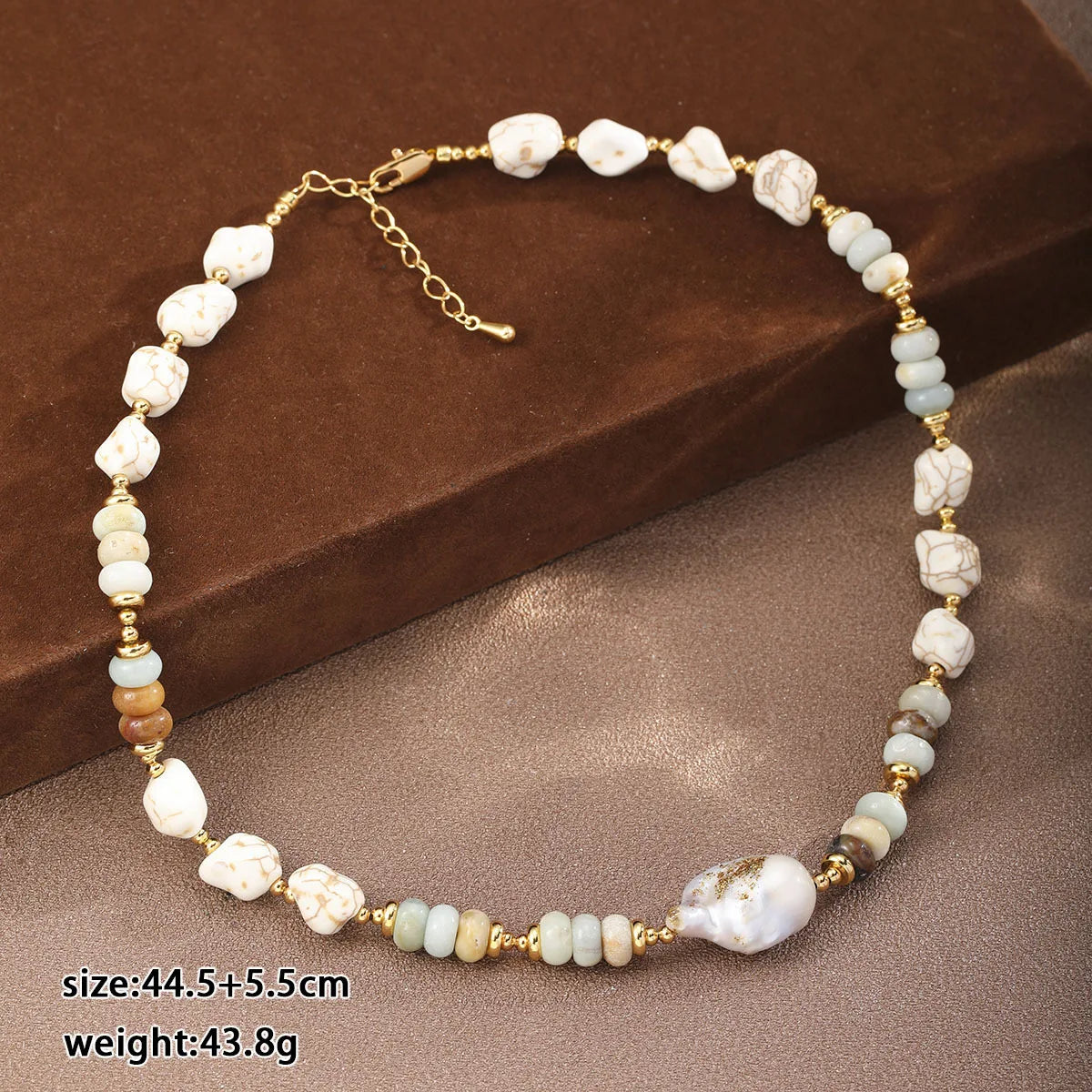 Fashion Baroque Pearl White Howlite Chips Natural Stone Copper Beads Necklaces for Girls Jewelry Jewelry for Women Ladies