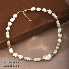 Fashion Baroque Pearl White Howlite Chips Natural Stone Copper Beads Necklaces for Girls Jewelry Jewelry for Women Ladies