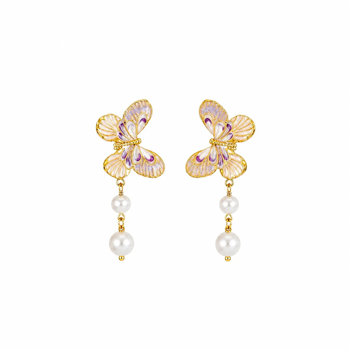 Fashion Butterfly Freshwater Pearl S925 Silver 18K Gold Plated Drop Earrings for Girls Trendy Sweet Jewelry for Women Ladies