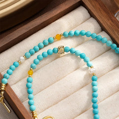 Women Green Turquoise Freshwater Pearl 18k Gold-plated Necklace Elegant Fashion in Stock Factory Price Low MOQ Daily Jewelry
