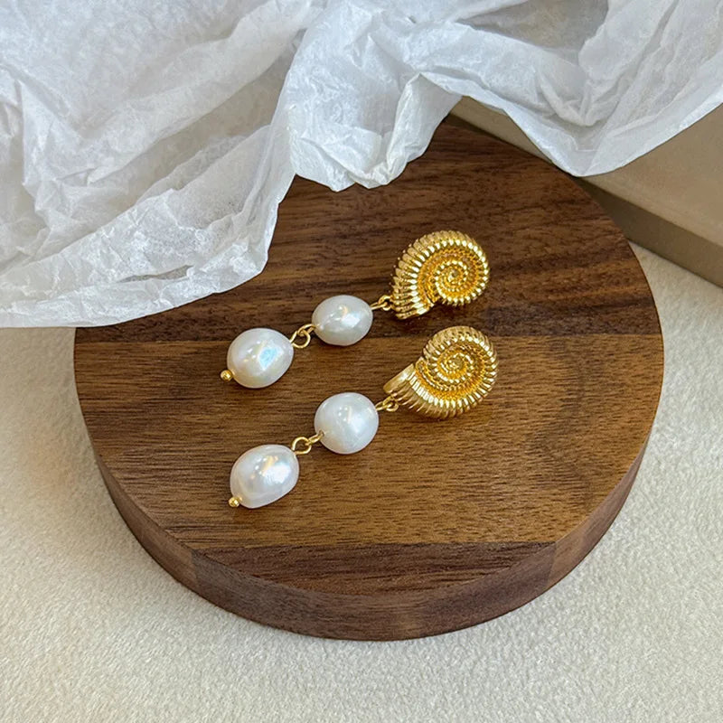Fashion Freshwater Pearl Copper 18K Gold Played S925 Silver Drop Earrings for Girls Elegant Jewelry for Women Ladies Wholesale