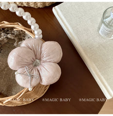 Solid Color Flower Bowknot Scunchies for Baby Girls Simple Minimalistic Elegant Hair Ties for Kids Children Hair Accessories