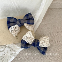 Classic Plaid Lace Bowknot Hair Clips for Baby Girls Simple Chic Fashion Alligators for Kids Children Teens Hair Accessories