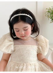 Classic Simple Glitter Sparkle Imitation Pearl Headband Stylish Hair Accessories for Kids Teens Children
