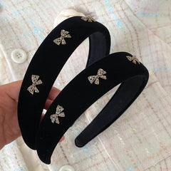 Classic Solid Color Glitter Bowknot Thick Head Band for Girls Fashion Chic Trendy Elegant Hair Band for Women  Hair Accessories
