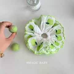 Sweet Cute Green Apple Fashion Scrunchies Elegant Hair Ties for Baby Girls Kids and Teenagers Green Fruit Accessories
