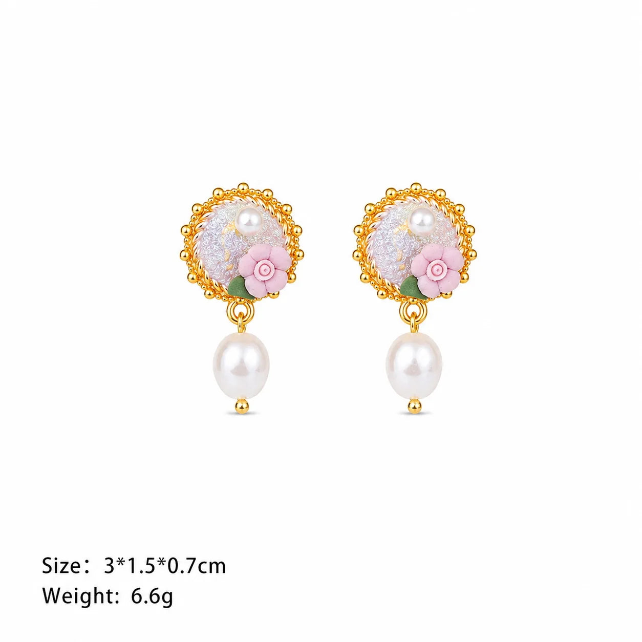 Women Flower Freshwater Pearl S925 Silver 18k Gold-plated Hand-Painted Drip Glaze Earring Elegant Glamorous in Stock Jewelry