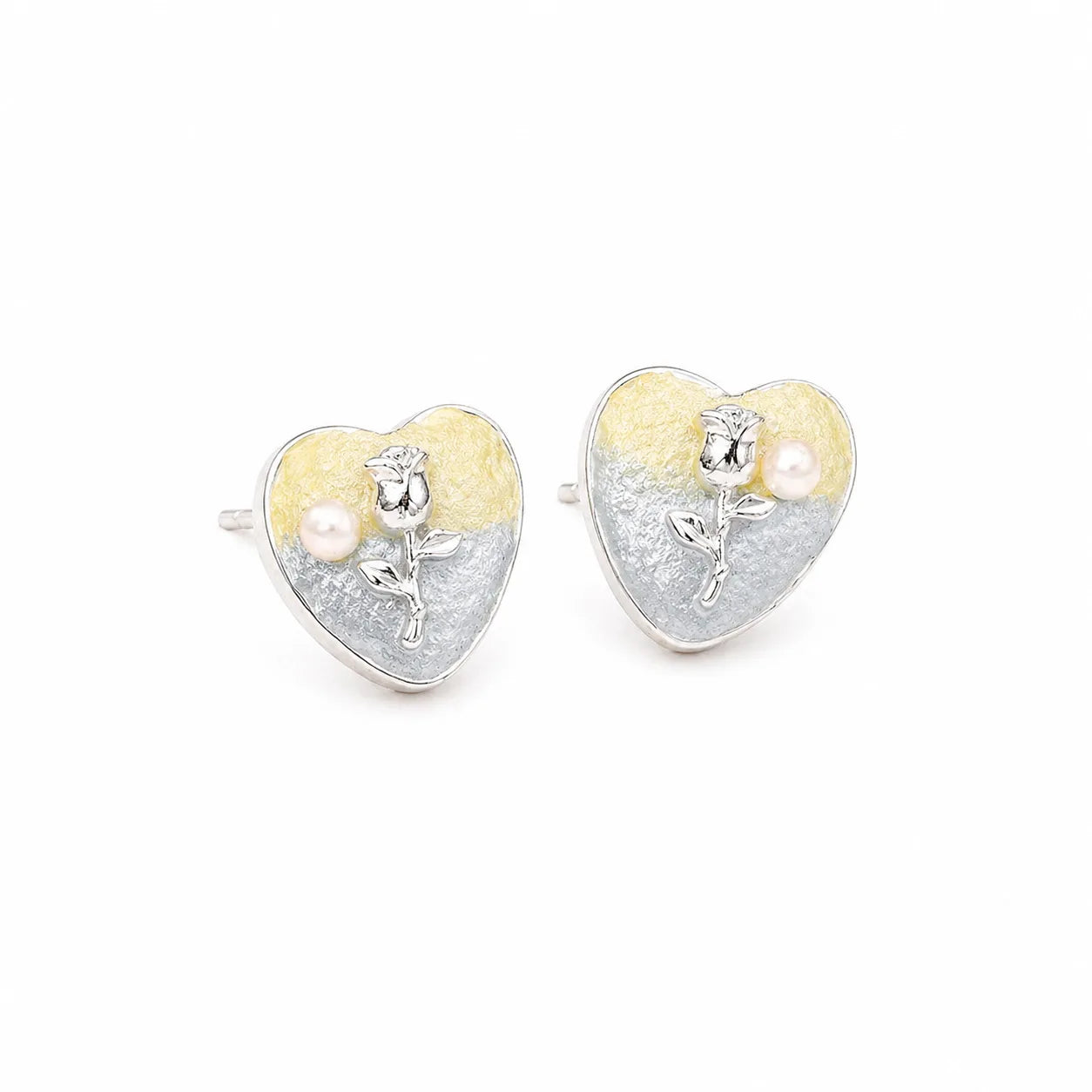 Women Pinl Silver Yellow Heart Shape Copper Stud Earring Low MOQ Factory Price Sweet Fashion in Stock Jewelry for Female Daily