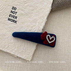 Plush Flocked Love Heart Puppy Triangle Hair Clip Elegant Side Barrettes Bangs Clip New BB Clip Hair Accessory for Women Girls