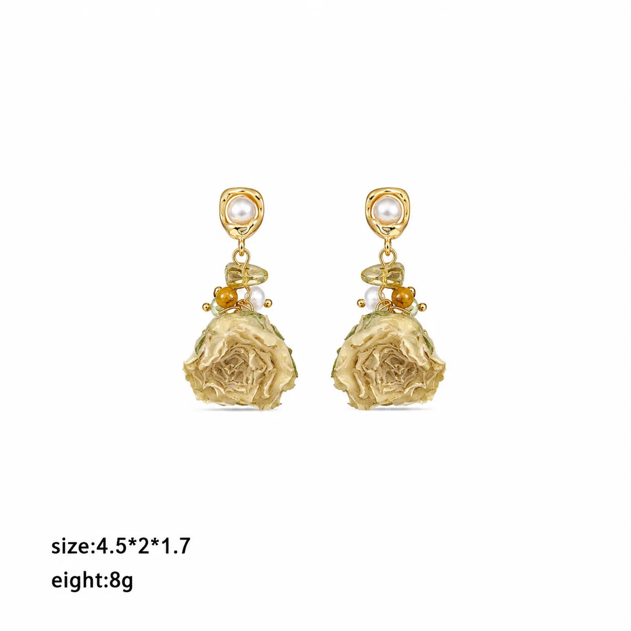 Fashion Vintage Dried Flowers Drop Earrings for Girls Elegant Luxury Jewelry for Women Ladies Wholesale China Factory Bulk