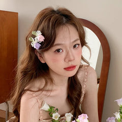 Sweet Cute Fashion Flower Hair Clips for Girls Chic Bowknot Imitation Pearl Alligator for Women Ladies Hair Accessories Princess
