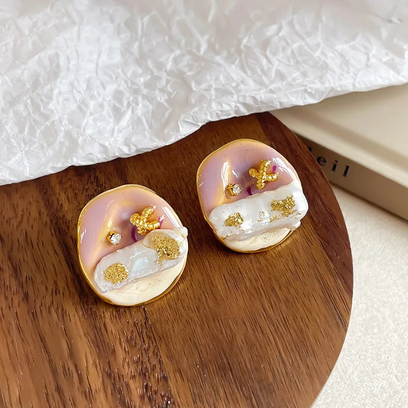 Fashion S925 Silver Copper 18K Gold Plated Jewelry Freshwater Stud Earrings for Girls Trendy Jewelry for Women Ladies Wholesale