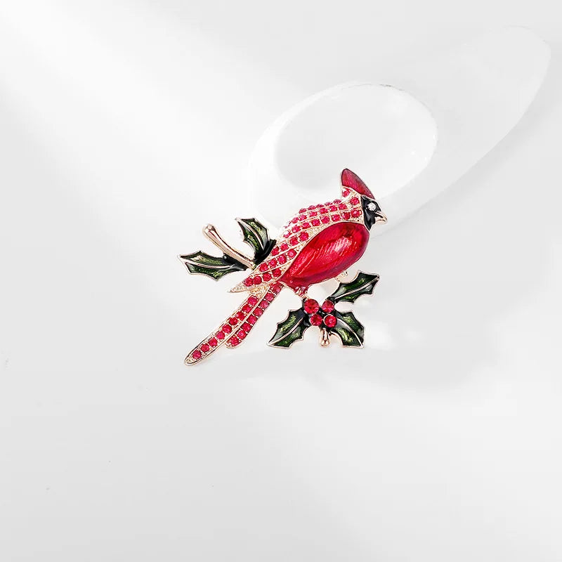 Fashion Red Birds Sweet Elegant Animals Brooches for Girls Glamorous Charms Pins Jewelry for Women Ladies Accessories Wholesale