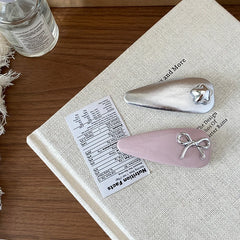 Solid Color Chic Snap Hair Clips for Baby Girls Cute Bowknot Star Design Alloy Carton Fashionable Child Hair Accessories