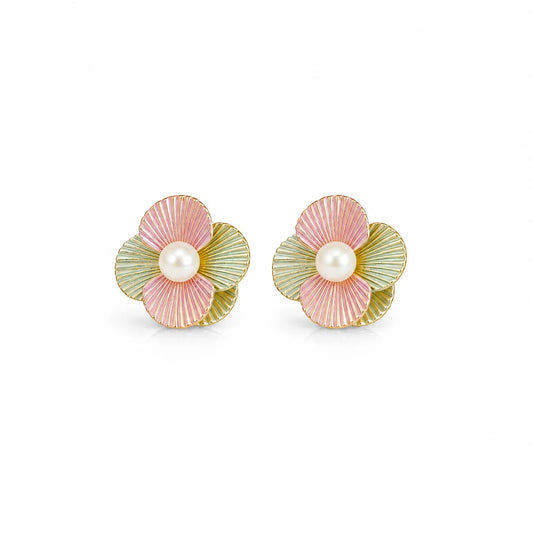 Fashion S925 Silver Flower Freshwater 18K Gold Plated Jewelry Sets for Girls Sweet Earrings Necklaces for Women Ladies Bulk