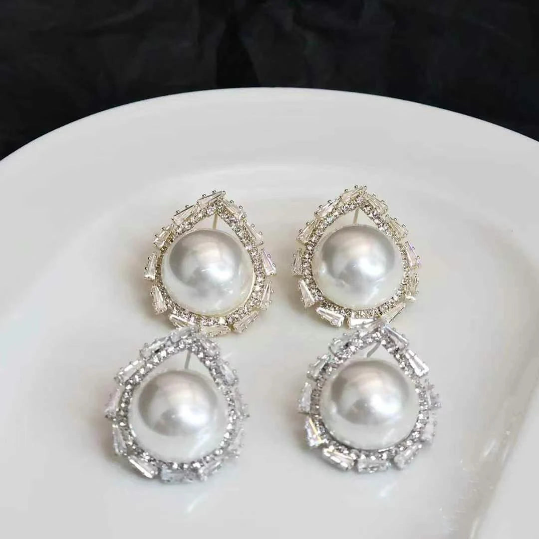 Elegant Fashion Trendy Imitation Pearl Stud Earrings for Girls Stylish Art Deco Designer Jewellry for Women Ladies Accessories