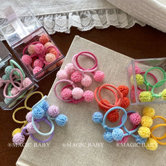 Children Multicolor Minimalistic Fluffy Balls High Elastic Hair Ties Fashion Sweet in Stock Scrunchies Accessory for Kids Daily