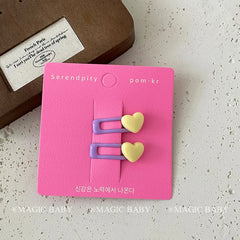 Cute Chic Simple Snap Hair Clips 5cm Heart-Shaped Candy Colors Baby Girls' Fashion Accessories Alloy Material for Party
