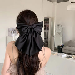 Classic Solid Color Bowknot Hair Clip for Girls Princess Style Large Exaggerated Barrettes for Women Ladies Hair Accessories