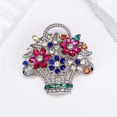 Fashion Glitter Sparking Stylish Rhinestone Brooches for Girls Sweet Flowers Floral Pins Jewelry for Women Ladies Accessories