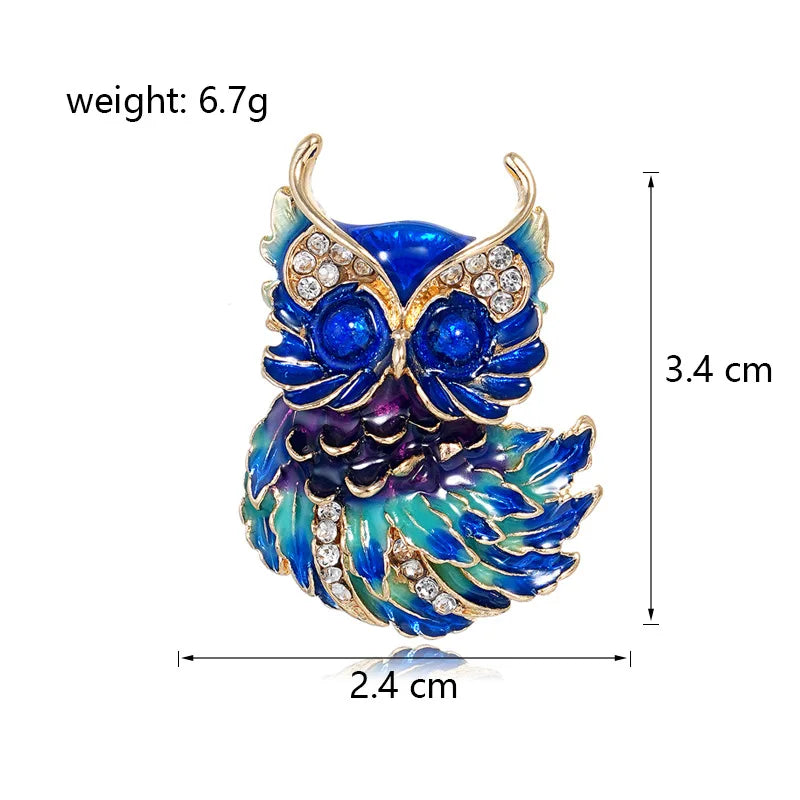 Fashion Animals Owl Colorful Glitter Sparkle Brooches for Girls Sweet Trendy Pins Jewelry for Women Ladies Accessories Wholesale