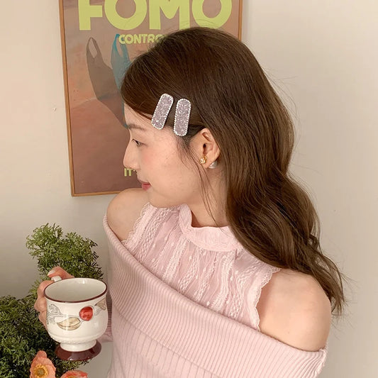 Famale Purple Hair Clips Rectangle Fashionable Elegant Glitter Women Barrette for Parties Wholesale Snap Clips Hair Accessories