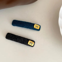 Female Blue Black Solid Colored Mental Bowknot Decorative Rectangle Snap Clips Fashion Elegant in Stock Hairpins Accessories