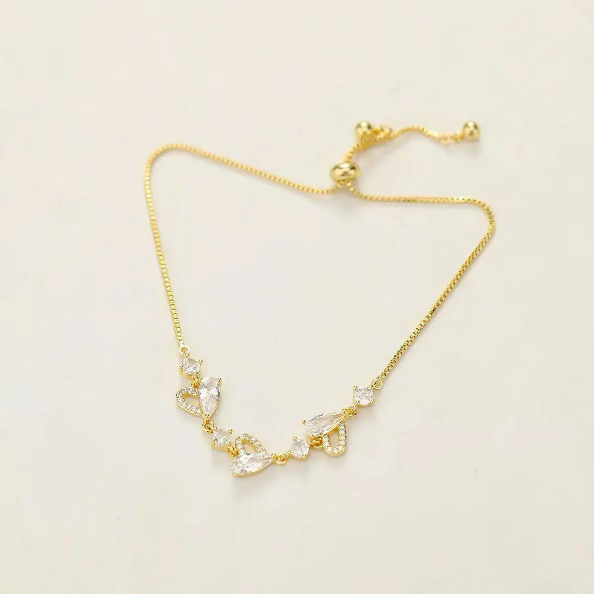 Women Heart Square Yellow Slim Chain Necklace Trendy Fashion Sparking Customized Wholesale High Quality Jewelry Accessories