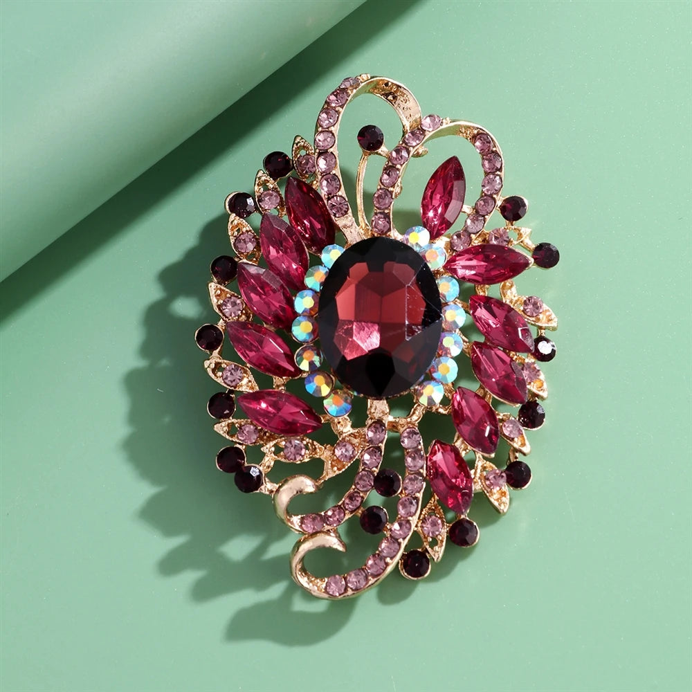 Fashion Rhinestone Glitter Sparking Dainty Brooches for Girls Glamorous Vintage Pins Jewelry for Women Ladies Accessories