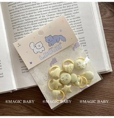 Mini Cute Solid Color Sweet Scrunchies for Baby Girls Fashion Bowknot Heart Star Hair Ties for Kids Children Hair Accessories