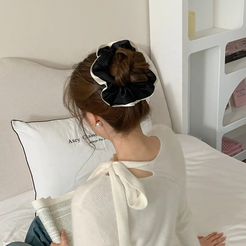 Fashion Elegant Trendy Sweet Scrunchies for Girls French Style Lustrous Hair Ties for Women Ladies Hair Accessories Female