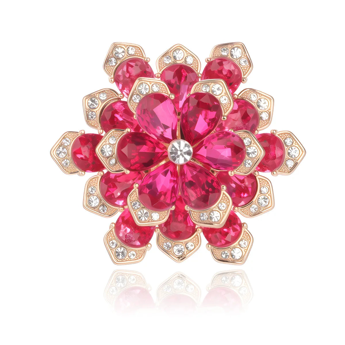 Fashion Glitter New Design Rhinestone Brooches for Girls Sparkle Flowers Floral Pins Jewelry for Women Ladies Accessories Chic