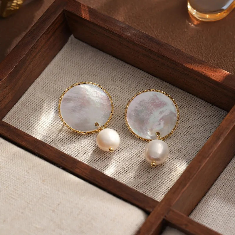 Female White Freshwater Pearl S925 Silver Shell Drop Earring Fashion Simple Low MOQ Factory Price Jewelry for Women Daily Use