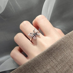Vintage Silver Butterfly Open Rings Women Adjustable Boho Statement Insect Design Hollowed-out Rings Fashion Jewelry Gift Bulk