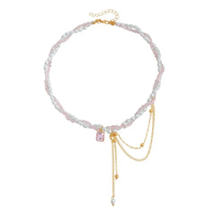 Fashion Sweet Cute Beads Link Necklaces for Girls Elegant Dainty Glamorous Jewellry for Women Ladies Accessories Earrings