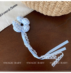 Flower Fashion Ribbon Lace Scrunchies for Baby Girls Sweet Cute Kawaii Hair Ties for Kids Children Hair Accessories in Stock