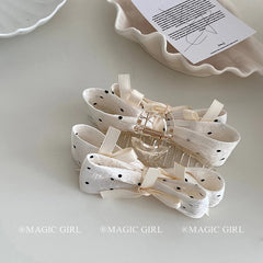 Classic Bowknor Polka Dot Hair Claw Clips for Girls Ribbon Fashion Chic Cute Hair Clutches for Women Ladies Hair Accessories