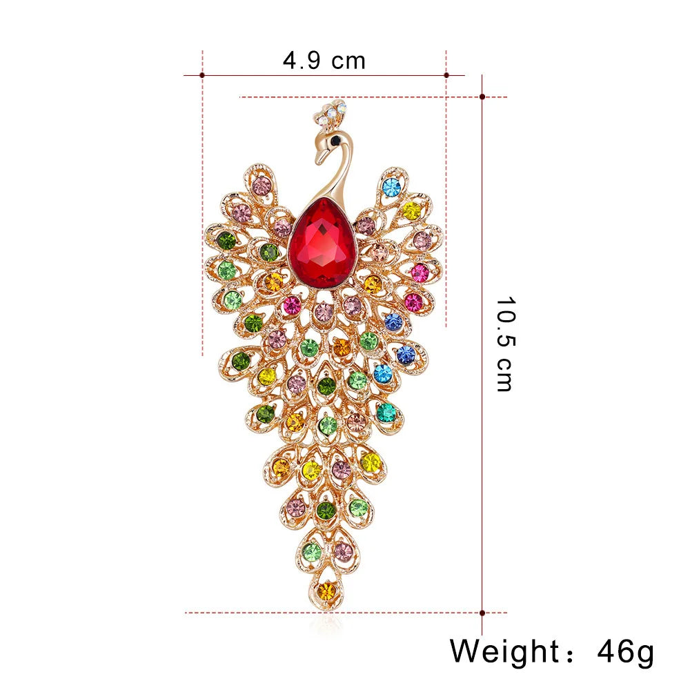 Fashion Glitter Rhinestone Peacock Animals Brooches for Girls Sweet Trendy Pins Jewelry for Women Ladies Accessories Wholesale