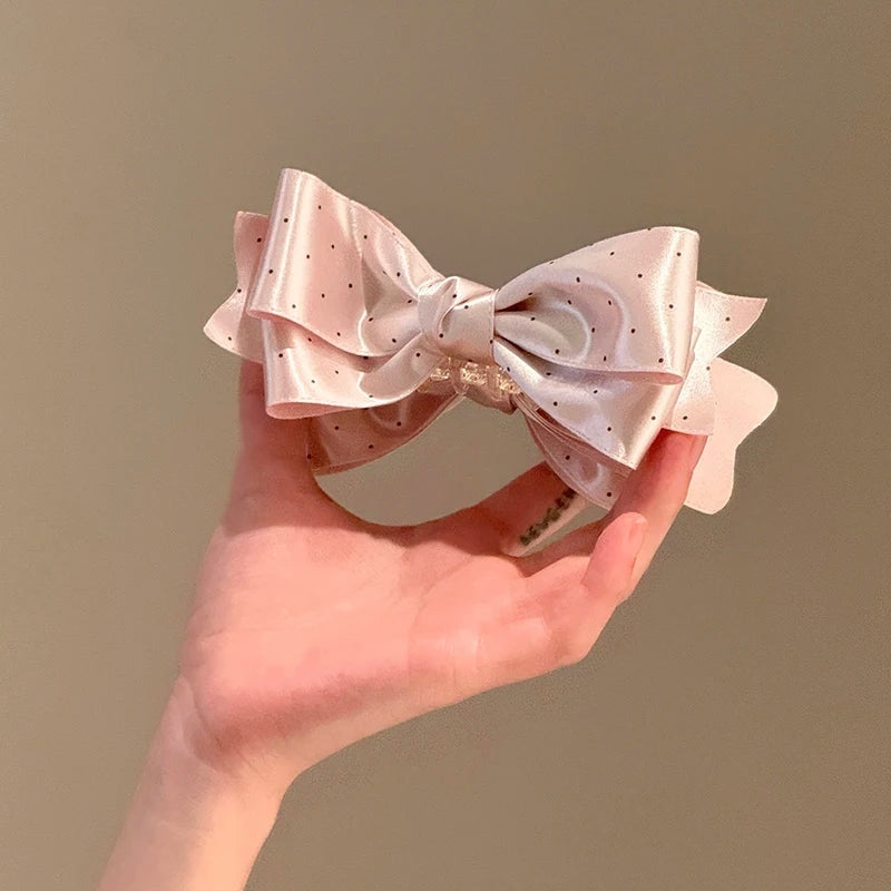 Fashion Princess Style Bowknot Polka Dot Hair Clips for Girls Sweet Trendy Banana Clips for Women Ladies Hair Accessories Chic