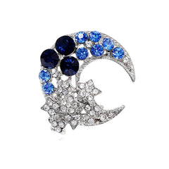 Fashion Glitter Rhinestone Sparking Brooches for Girls Sweet Moon Elegant Pins Jewelry for Women Ladies Accessories Wholesale