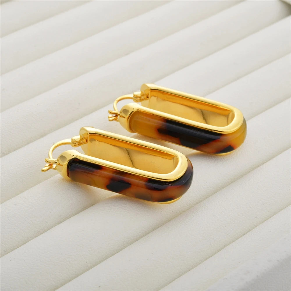 European American U-shaped Earrings Leopard Print Retro Ear Buckles Light Luxury Fashion Earrings Women Jewelry Accessories Bulk