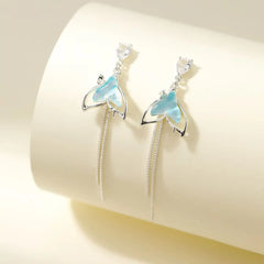 Fashion Ocean Tassels Glitter Floral Drop Earrings for Girls Elegant Rhinestone Jewelry for Women Ladies Accessories Wholesale