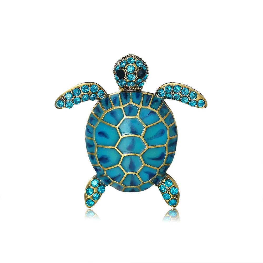 Fashion Trendy Glitter Tortoise Animals Brooches for Girls Sweet Stylish Pins Jewelry for Women Ladies Accessories Wholesale