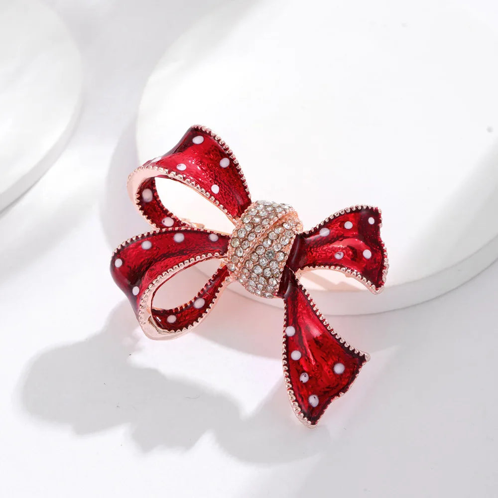 Fashion Bowknot Sweet Glitter Sparking Brooches for Girls Elegant Luxury Classic Pins Jewelry for Women Ladies Accessories