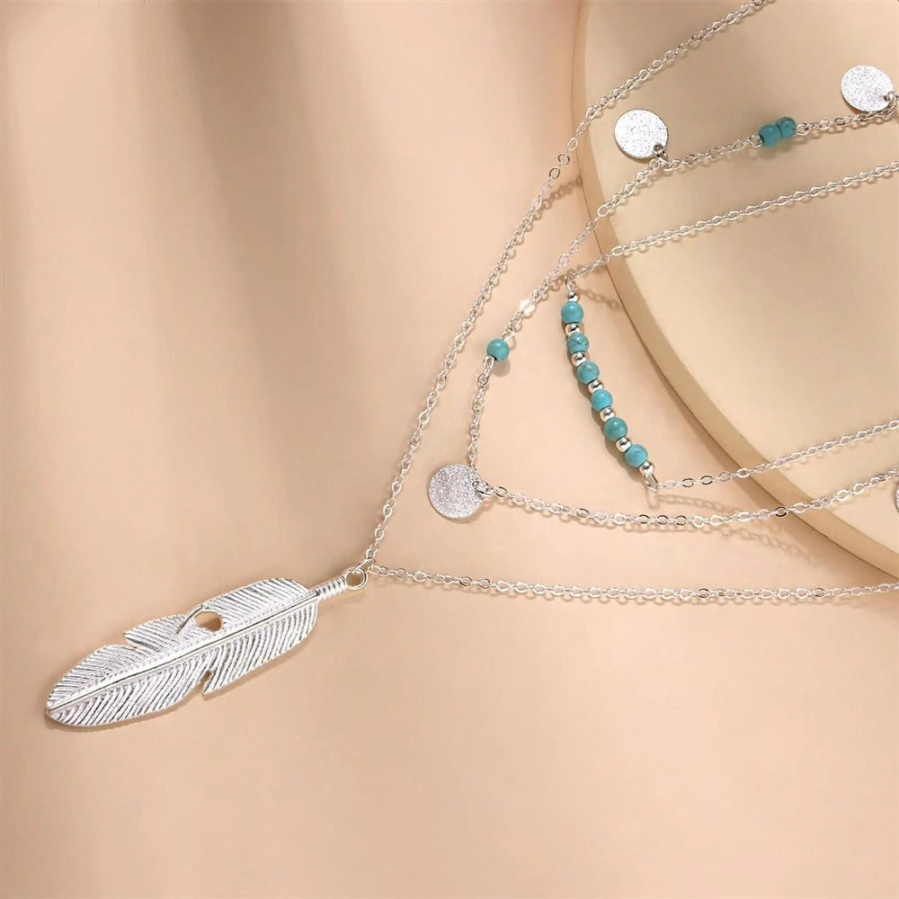 Fashion Popular Sweet Leafs Trendy Layered Wearing Necklaces for Girls Sweater Chains for Women Ladies Jewelry Accessories
